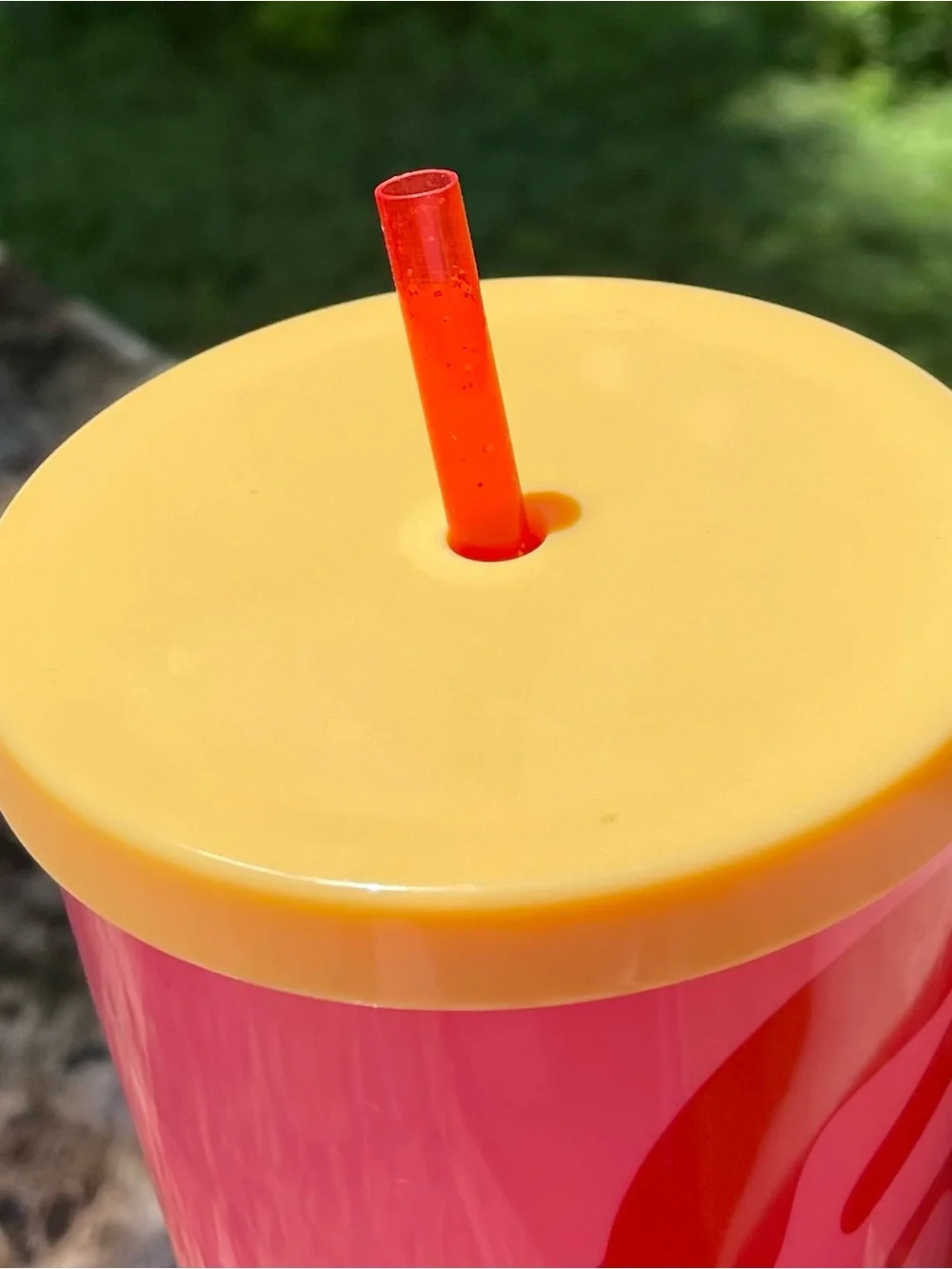 Disney Belle Pink, Yellow & Red Plastic Party Cup with Straw